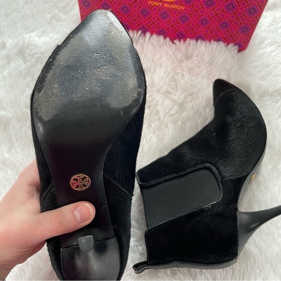 Tory Burch | Stiletto Black Bovine Hair Booties, Leather Lining, size 8 1/2 - Picture 8 of 13